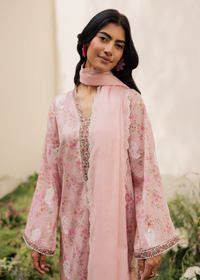 Pink Printed Embroidered Suit