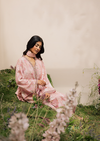Pink Printed Embroidered Suit