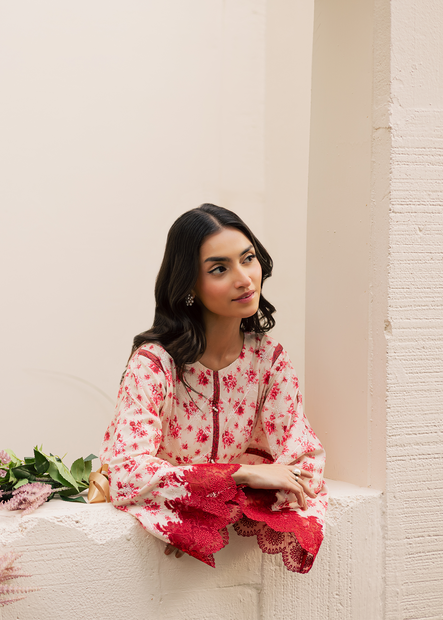 floral embroidered suit