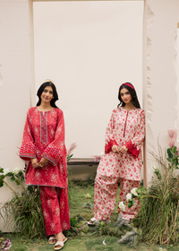 White Printed Embroidered Suit