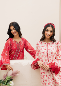 White Printed Embroidered Suit