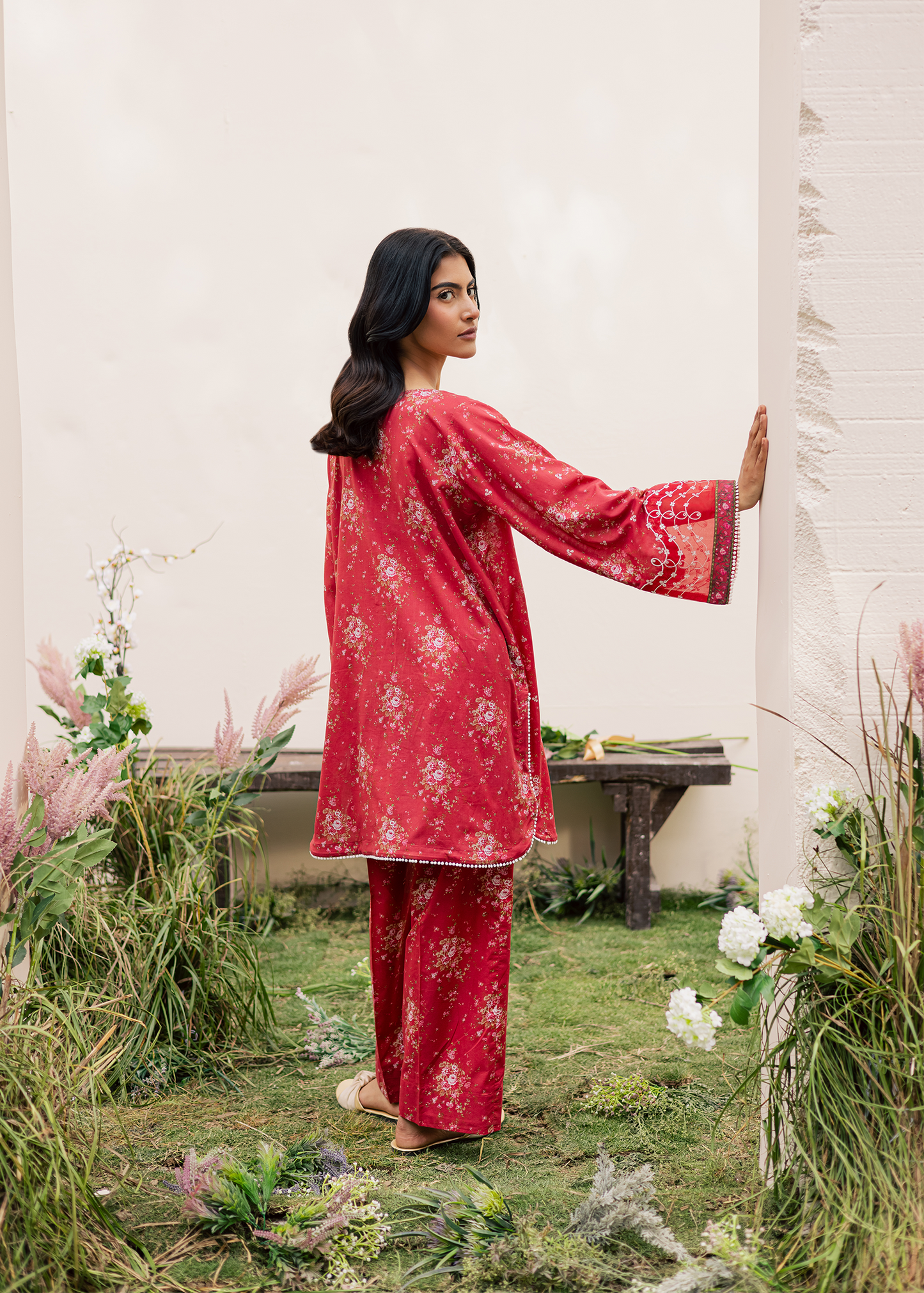 floral embroidered suit