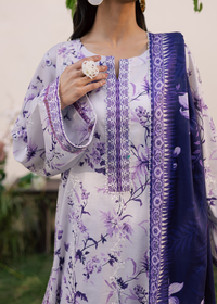 Lilac Printed Embroidered Suit