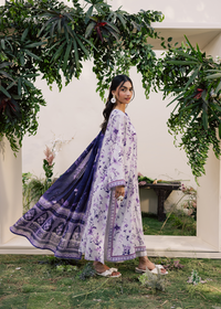 Lilac Printed Embroidered Suit