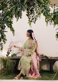 Sage Green Printed Embroidered Suit