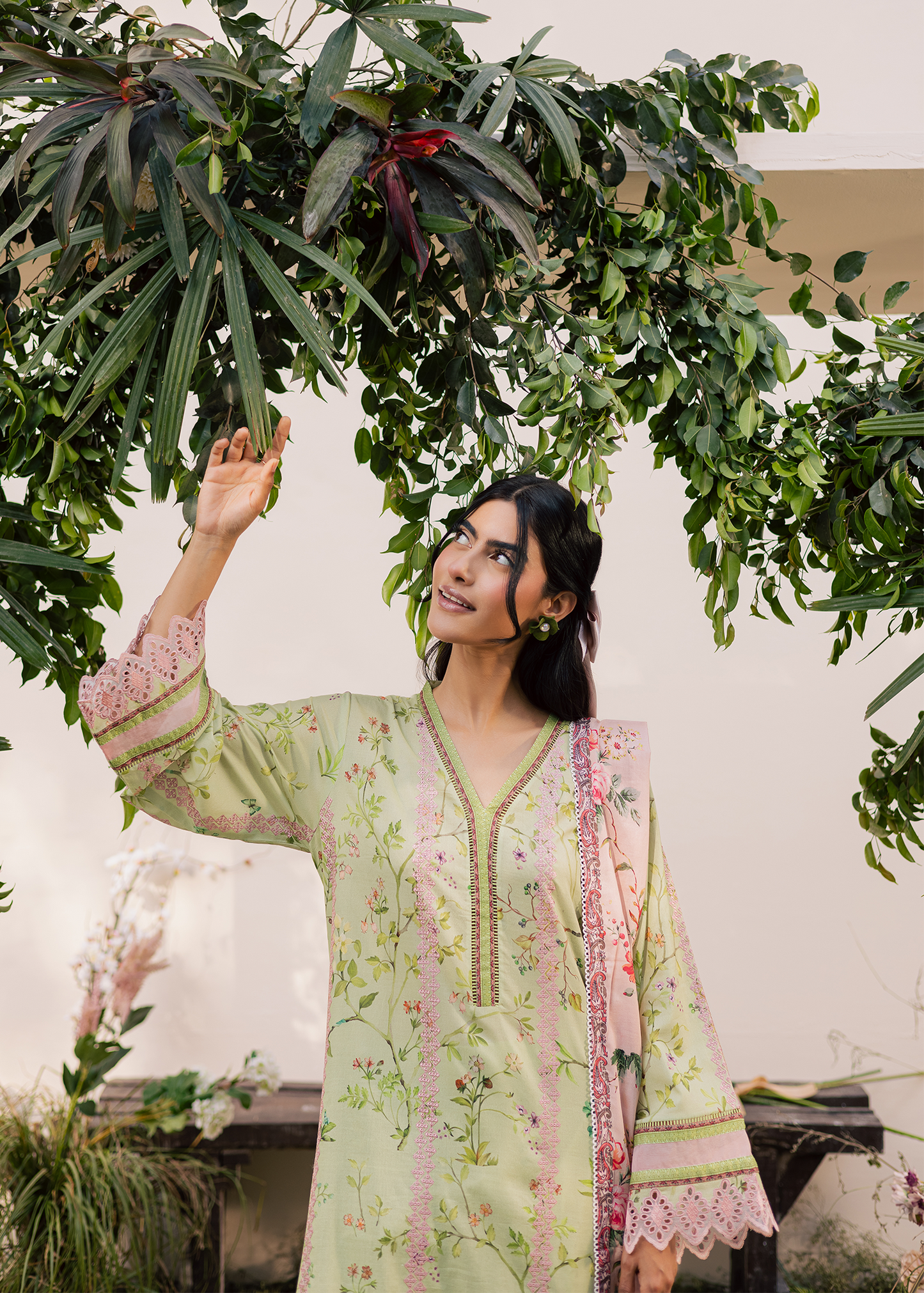 white embroidered suit
