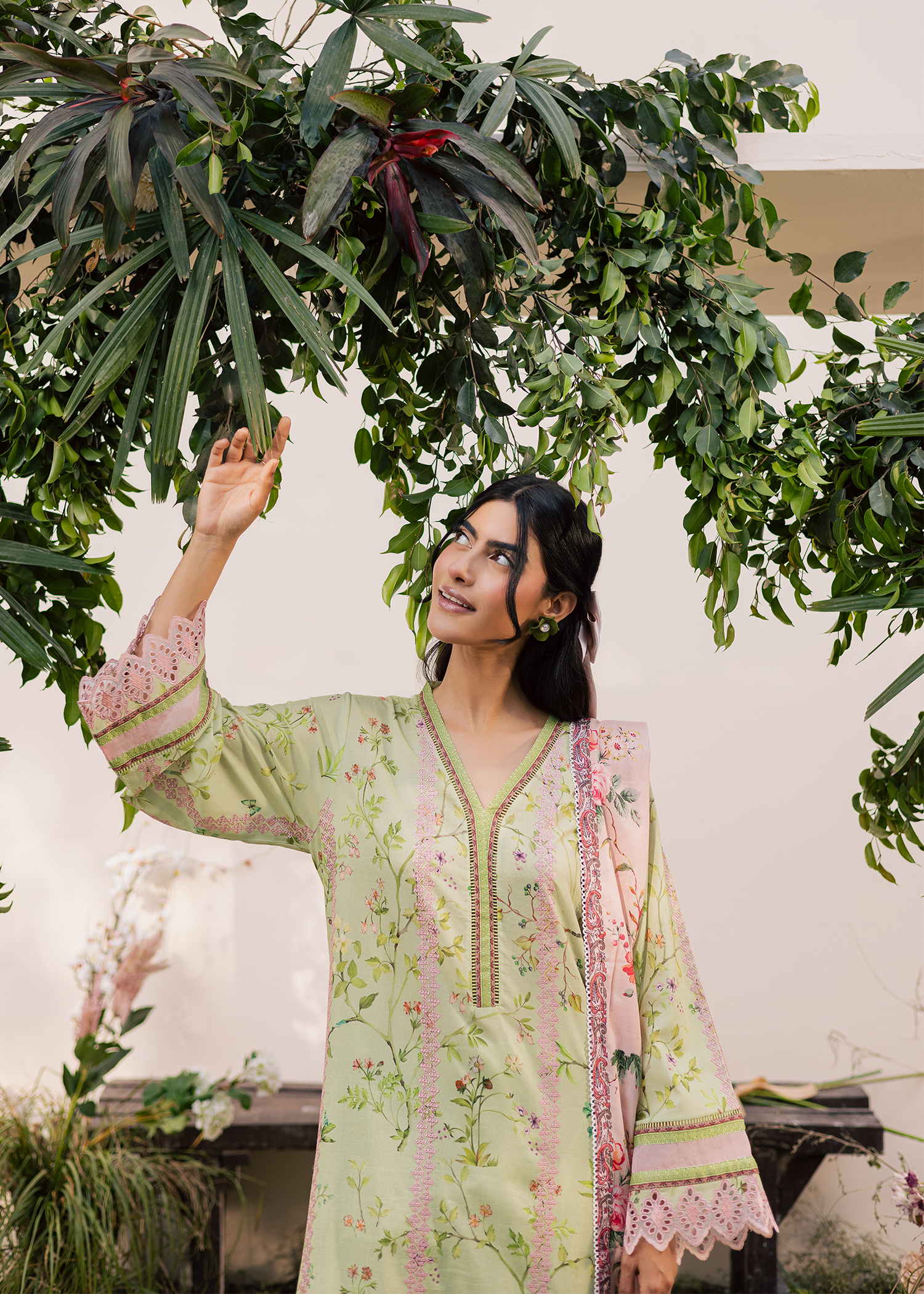 white embroidered suit