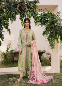Sage Green Printed Embroidered Suit
