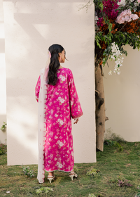 Fuchsia Printed Embroidered Suit