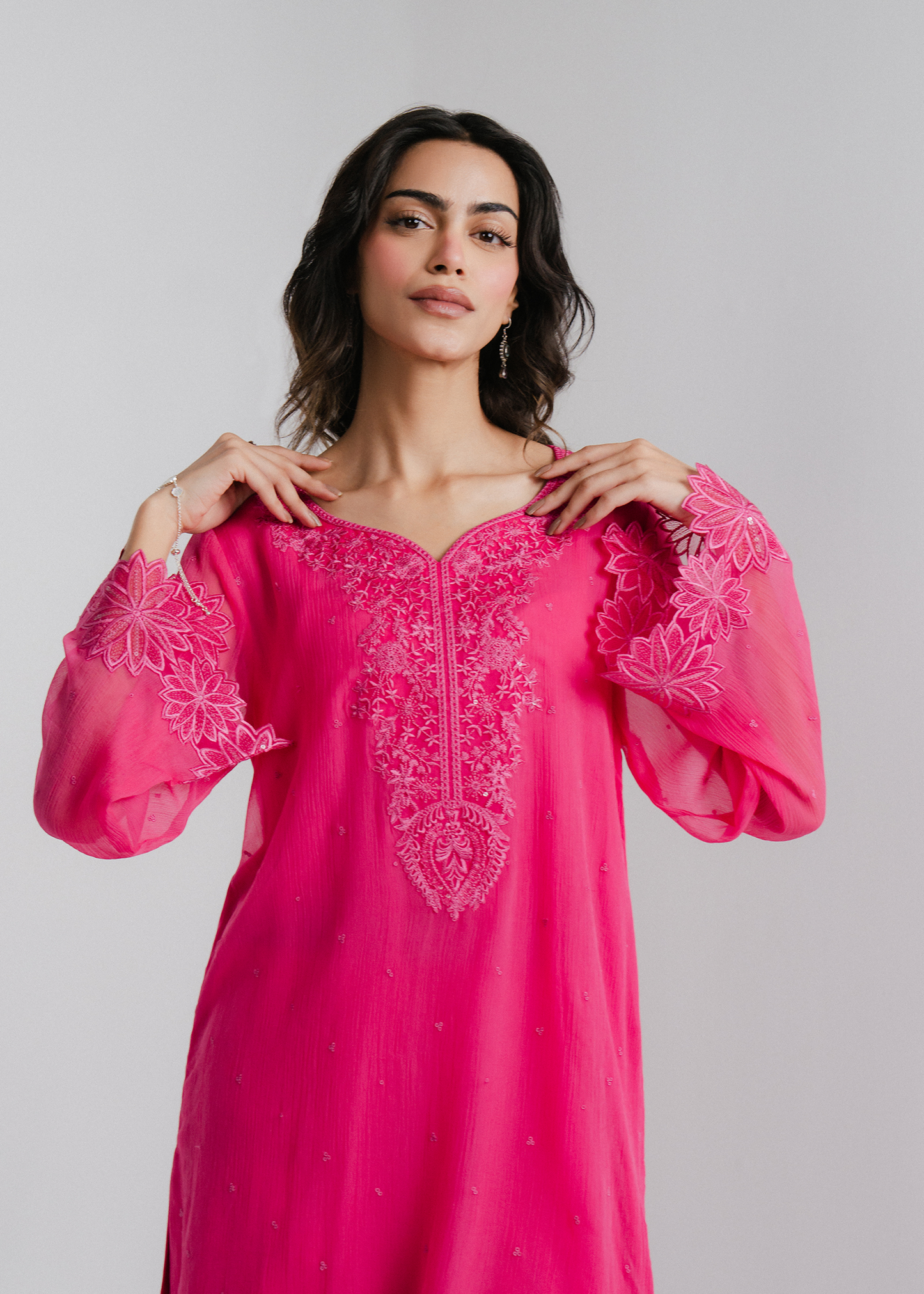 Chiffon Embroidered Suit