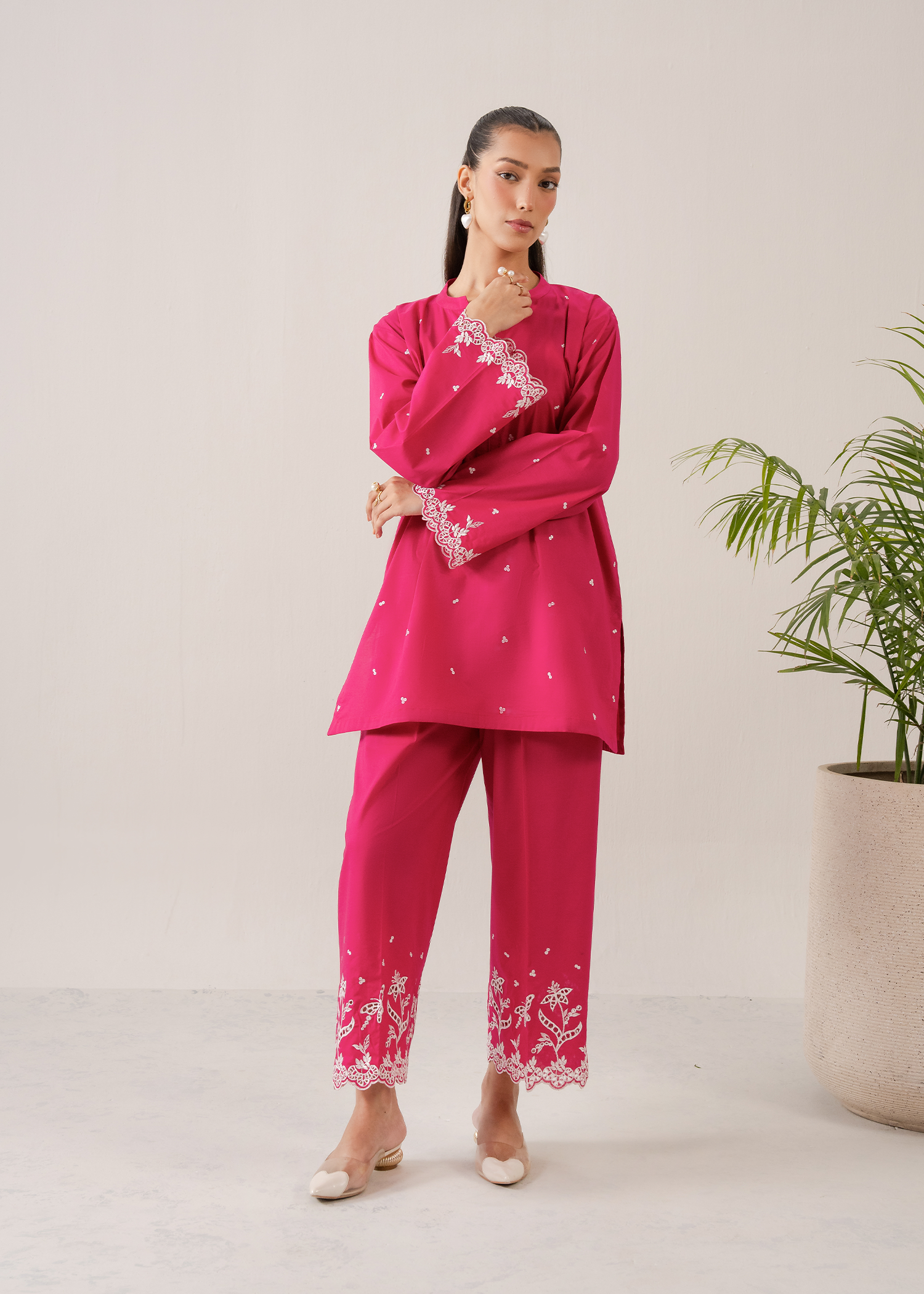 Pink Embroidered Co-ord