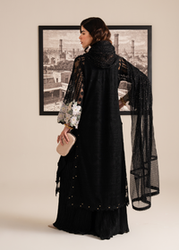 Black Emboridered Net Festive Pret