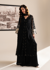 Black Emboridered Net Festive Pret