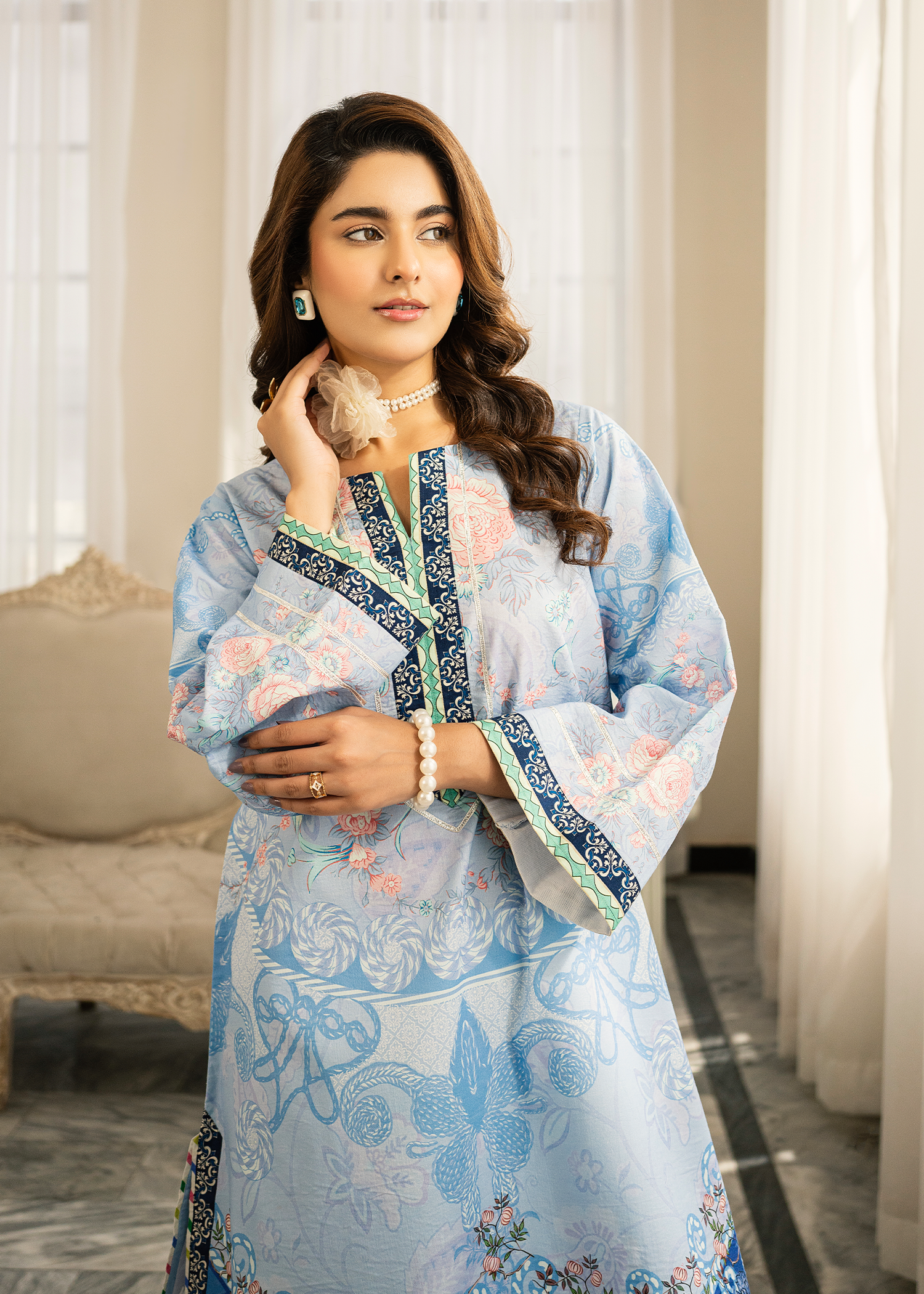 Denim Blue Printed Shirt