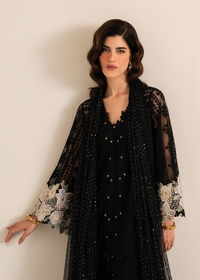Black Emboridered Net Festive Pret