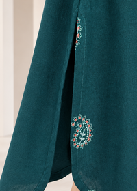 Teal Green Embroidered Karandi 2 PC Suit