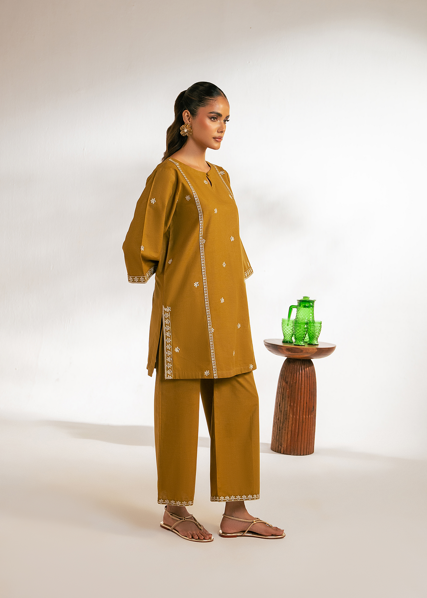 Mehndi Green Embroidered Suit