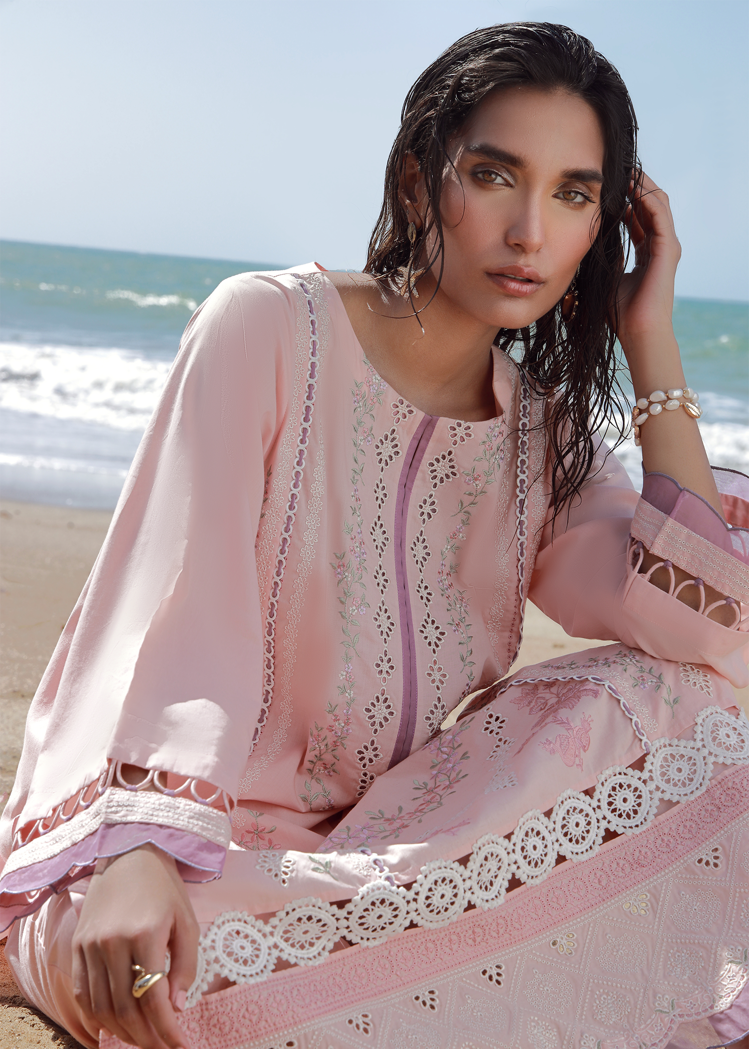 Pink Luxury Embroidered Suit