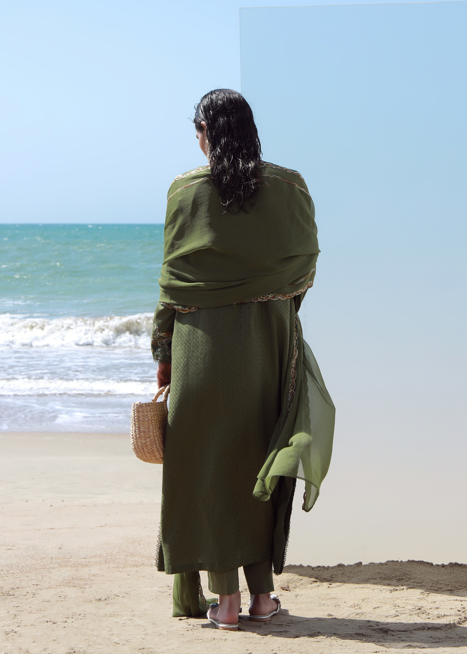 Olive Luxury Embroidered Suit