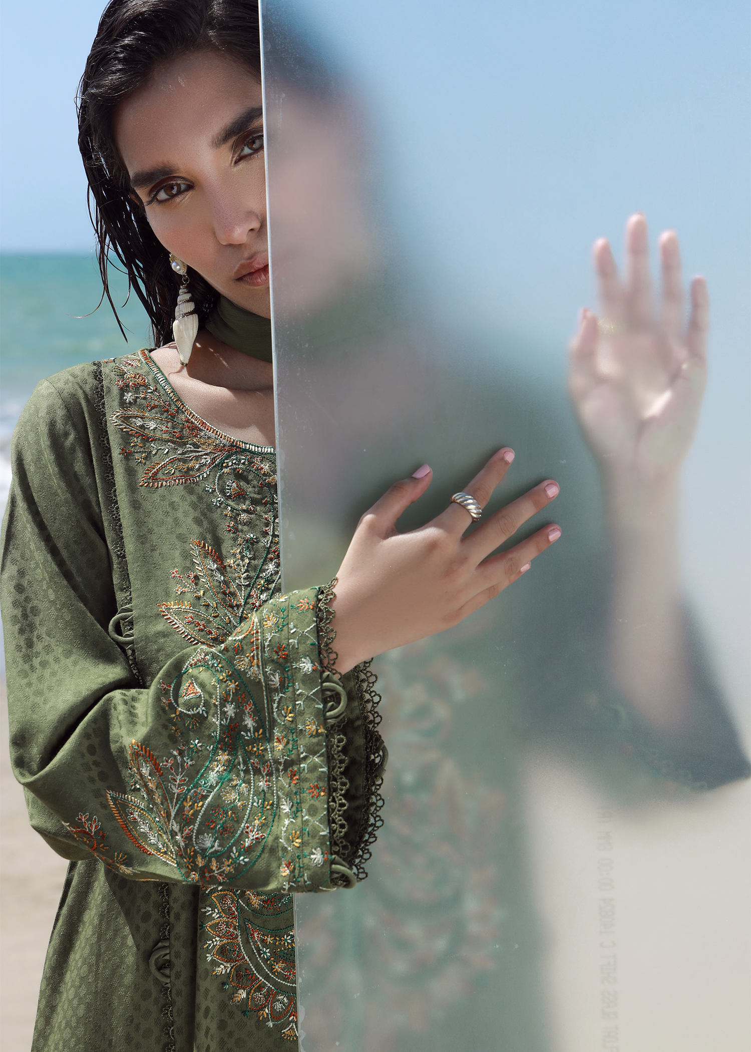 Olive Luxury Embroidered Suit