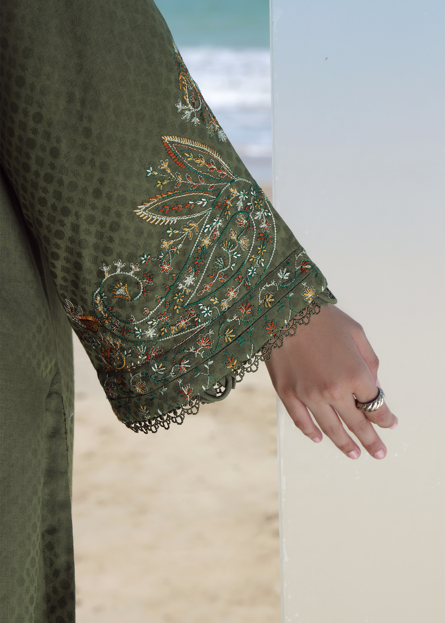 Olive Luxury Embroidered Suit
