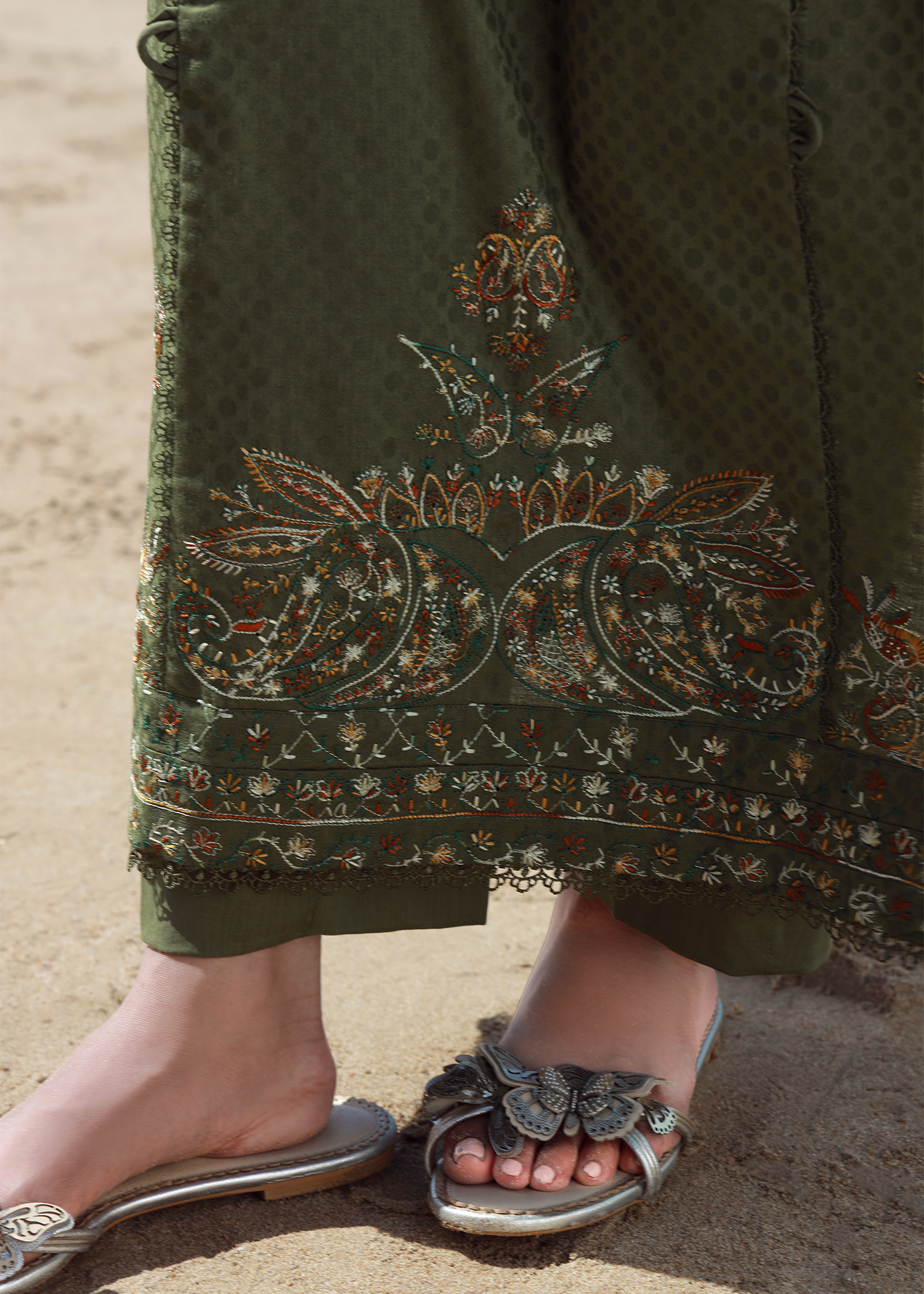Olive Luxury Embroidered Suit