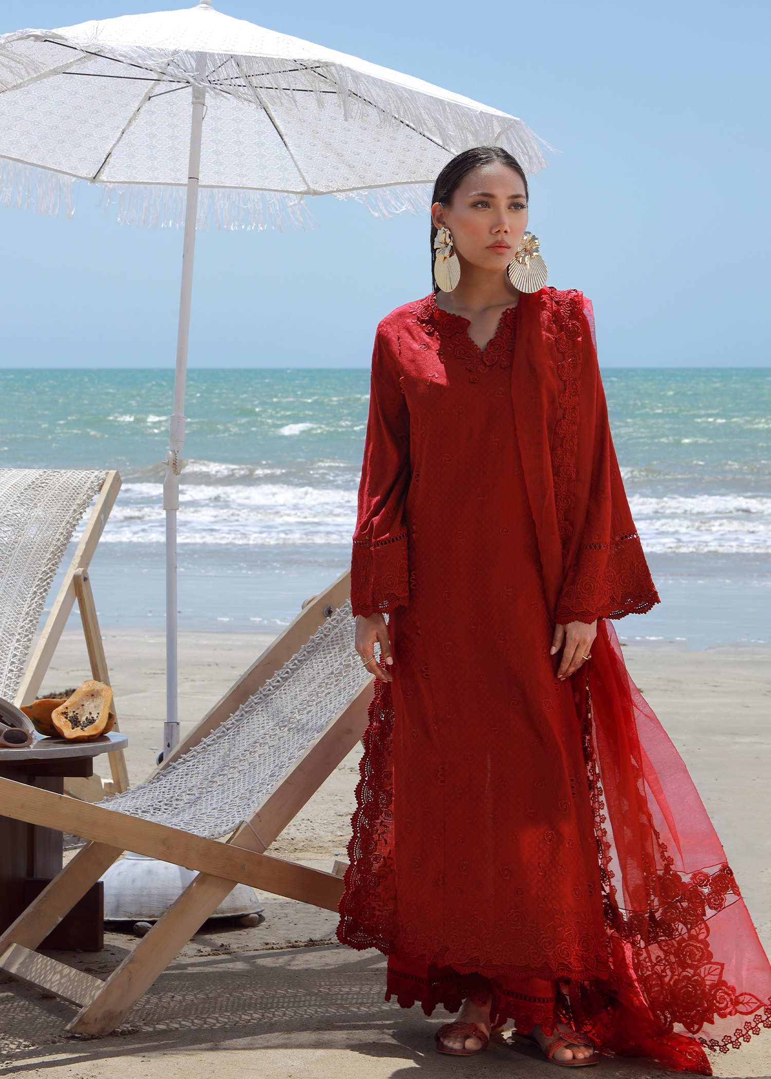 Red Luxury Embroidered Suit