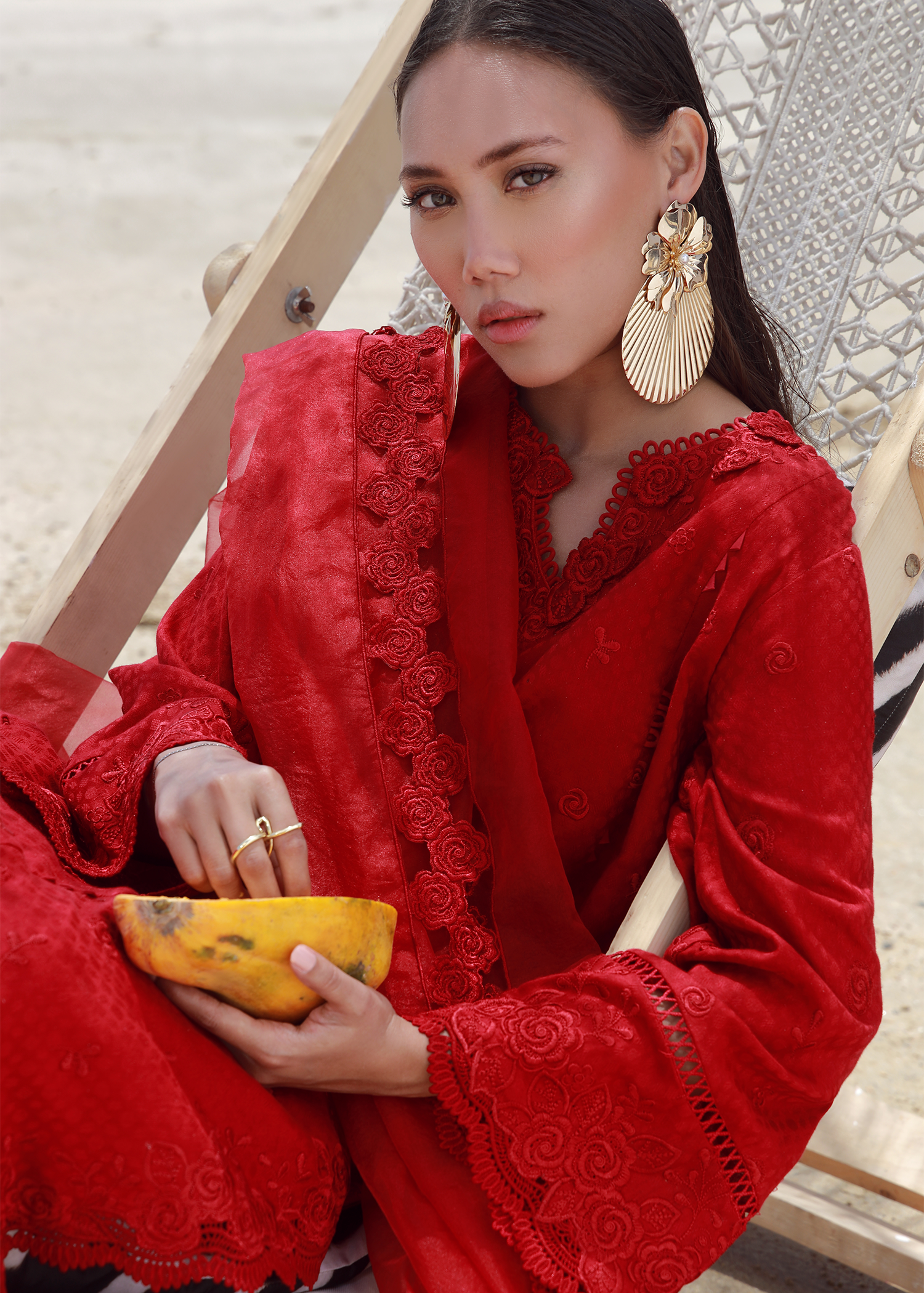 Red Luxury Embroidered Suit