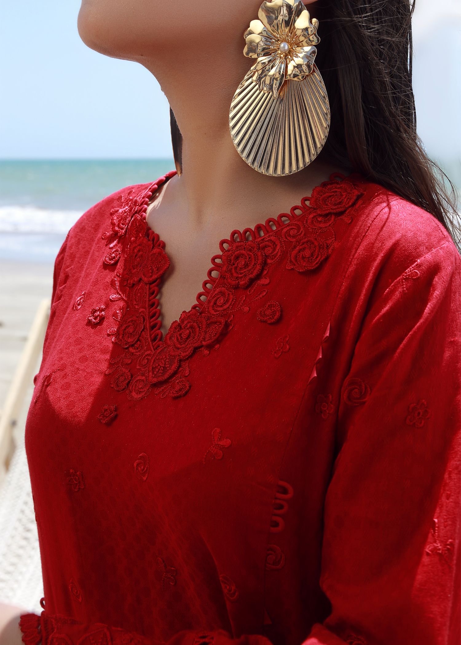 Red Luxury Embroidered Suit