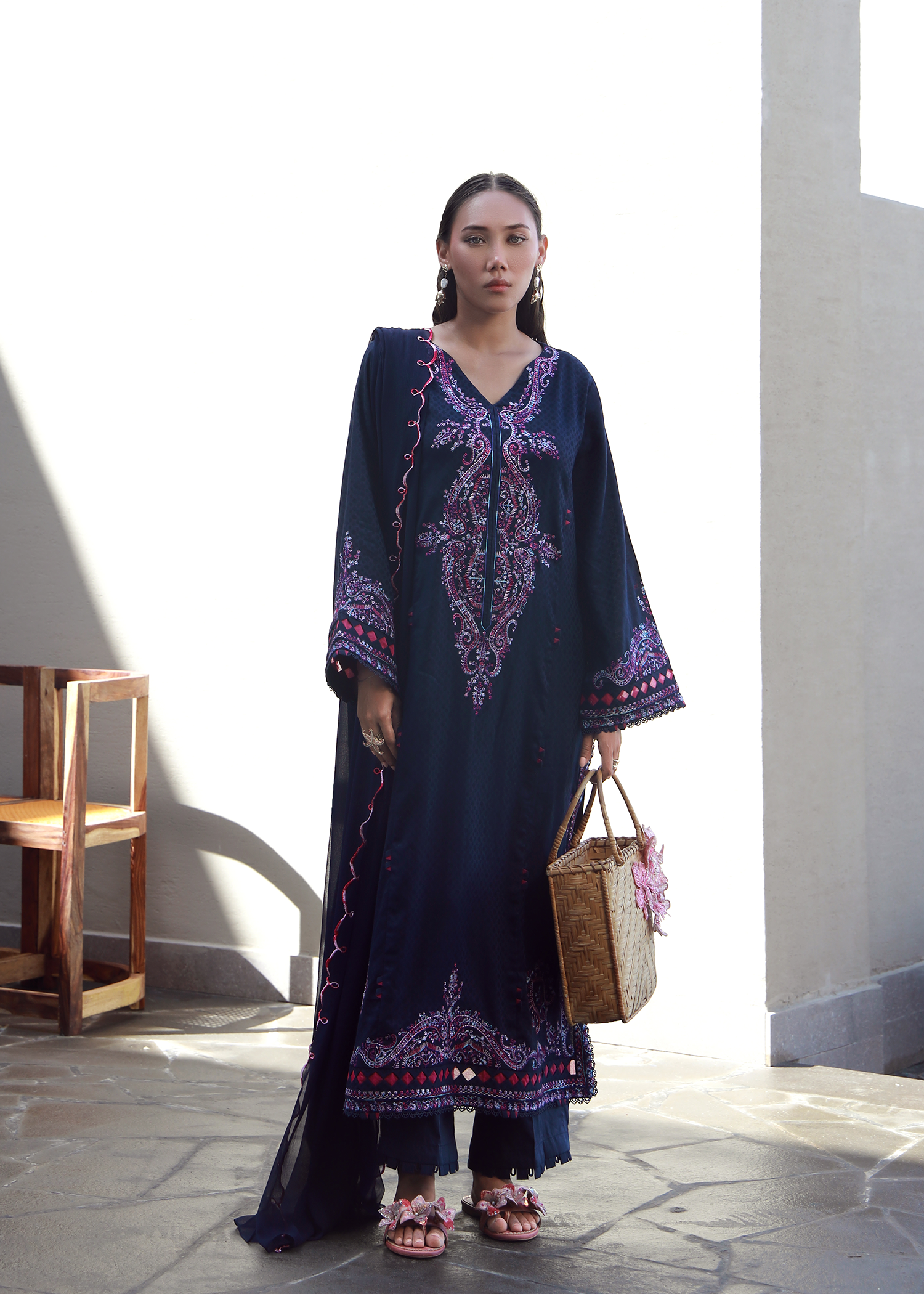 Navy Luxury Embroidered Suit
