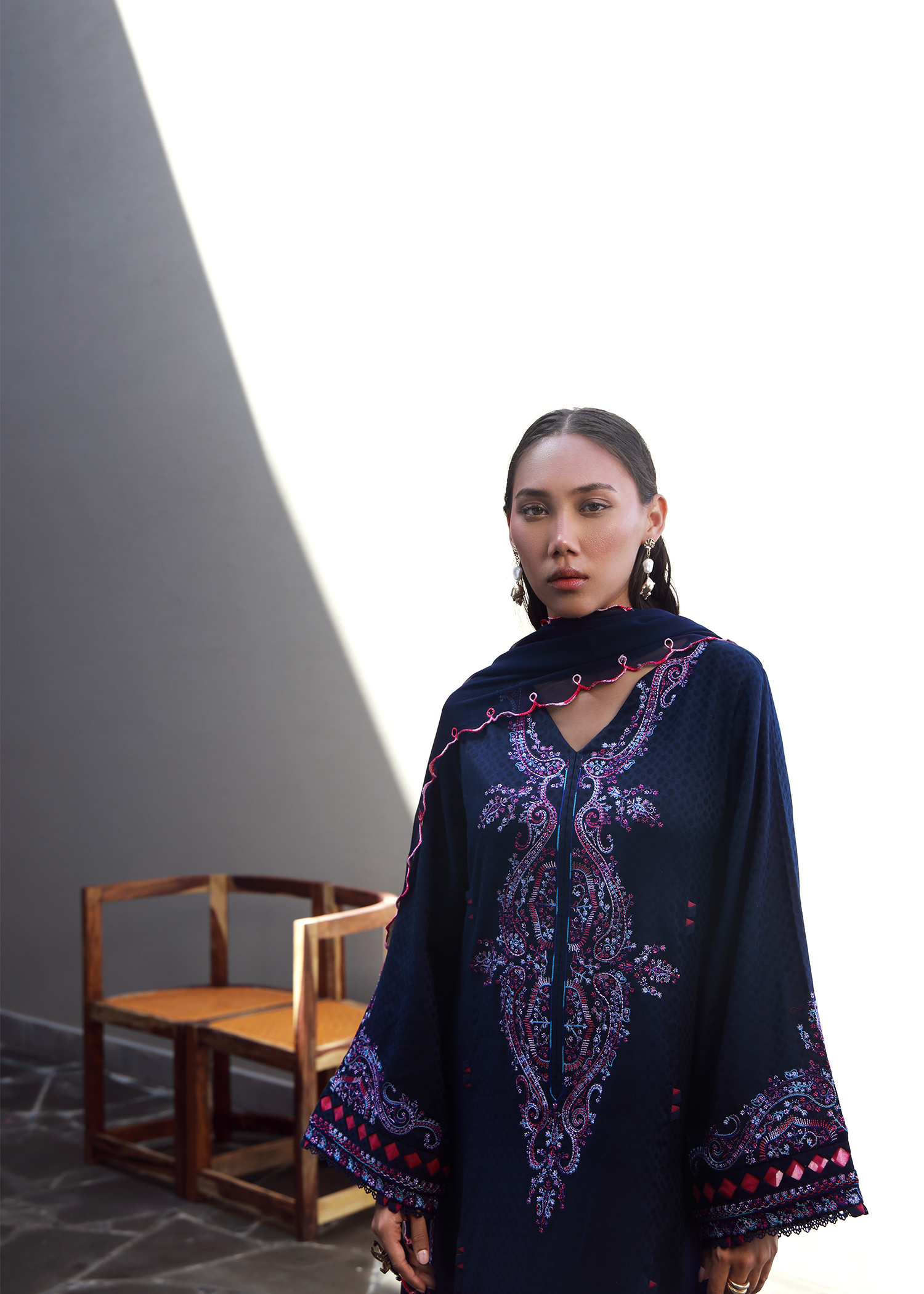 Navy Luxury Embroidered Suit