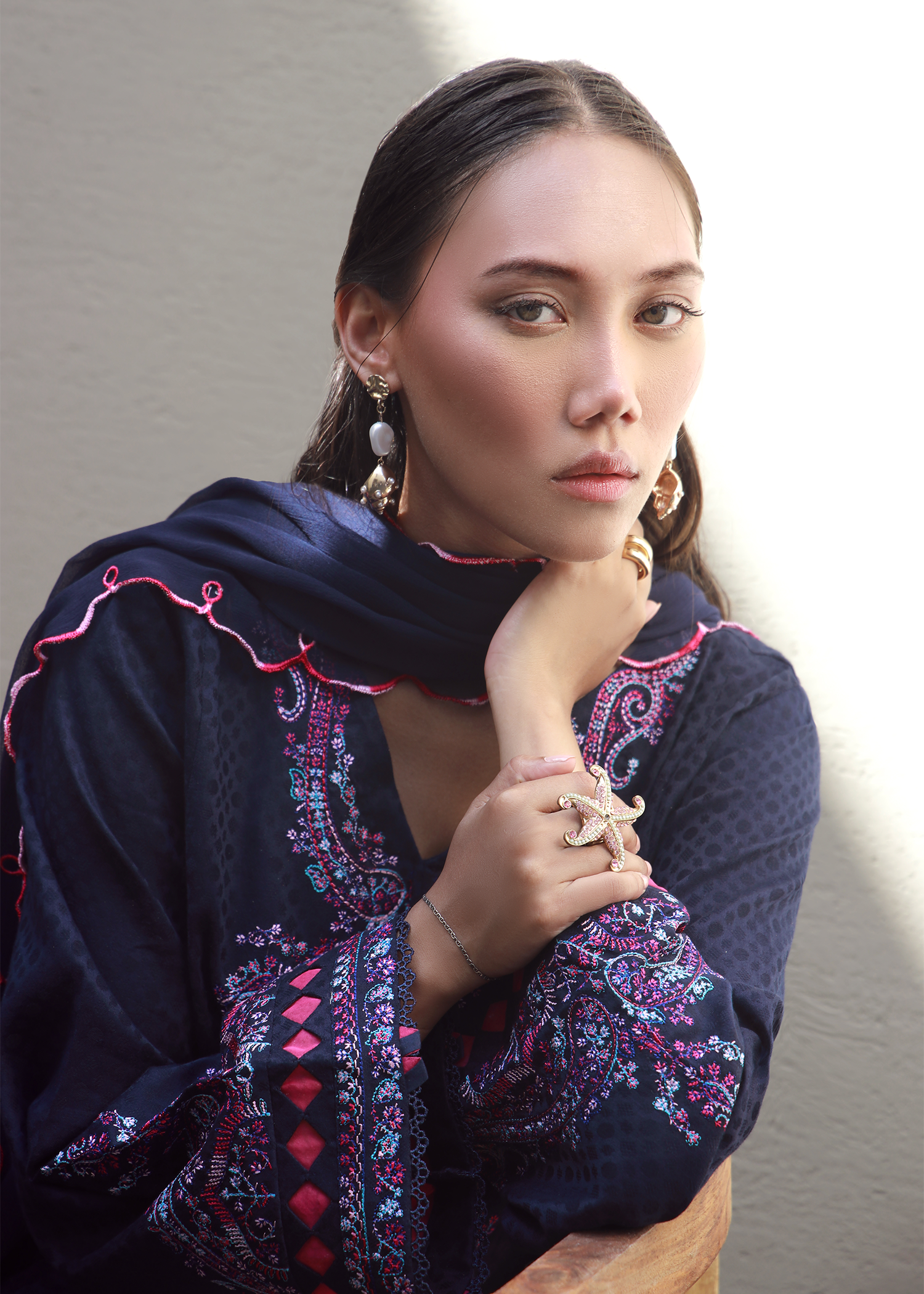 Navy Luxury Embroidered Suit