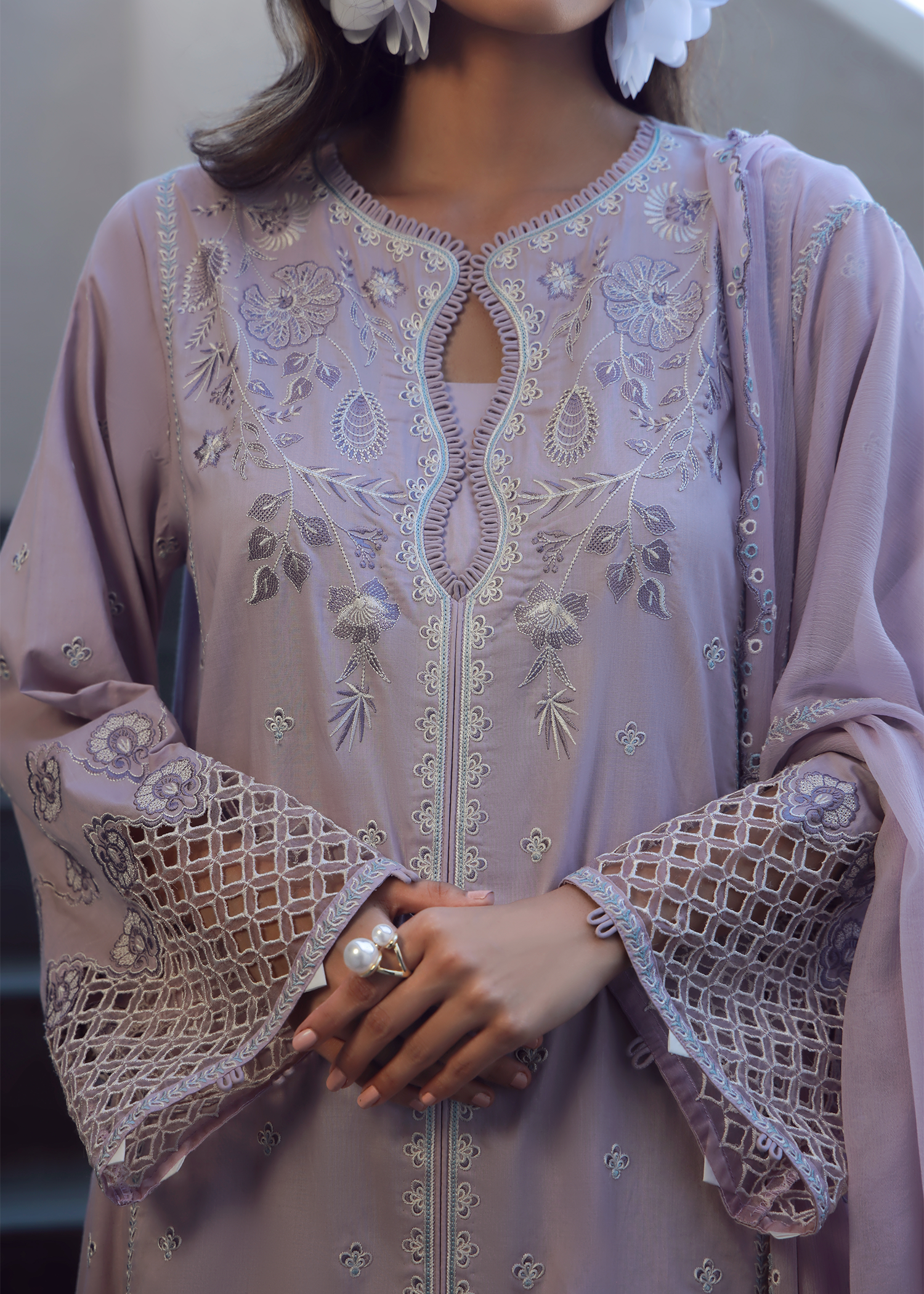 Lilac Luxury Embroidered Suit