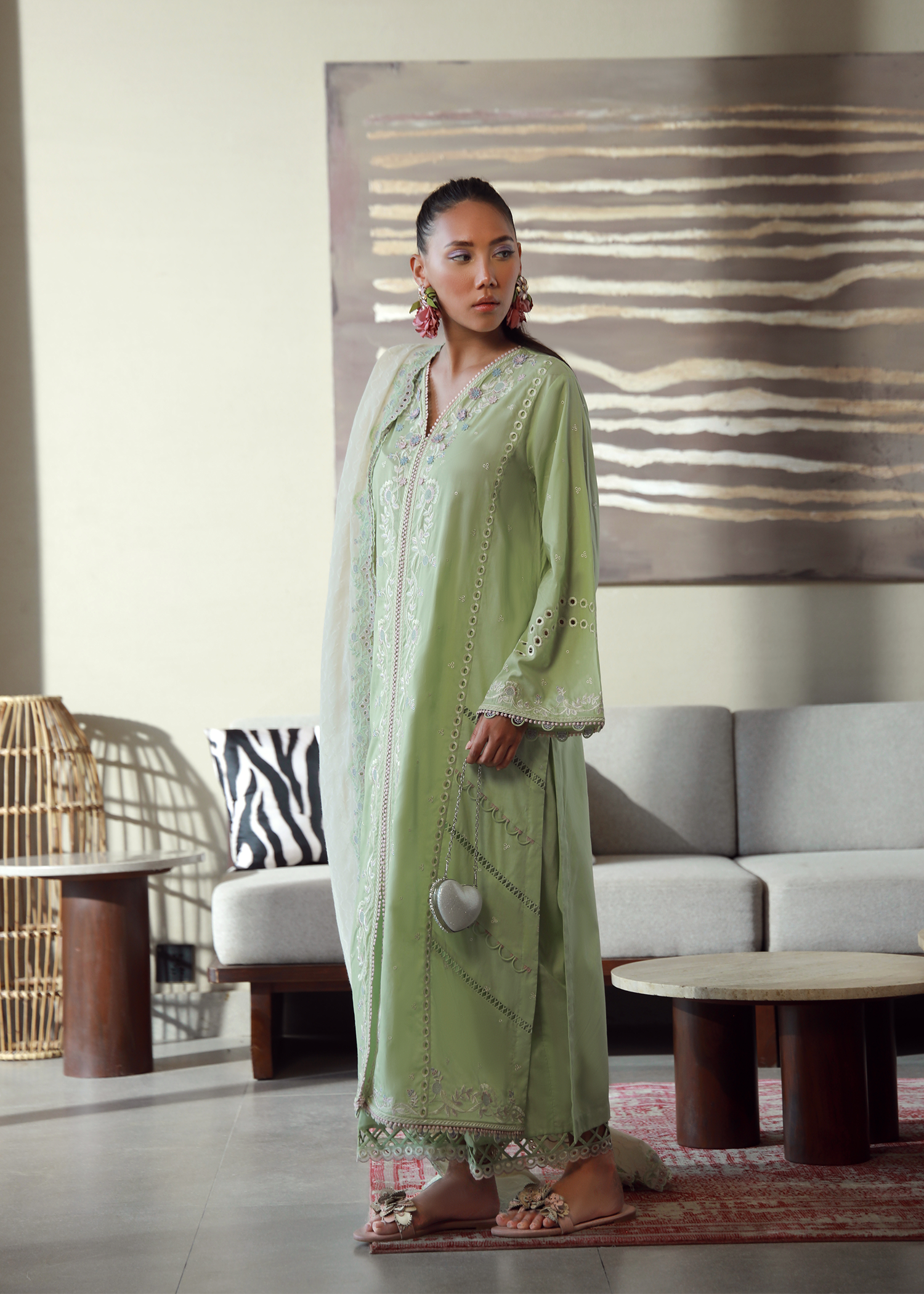 Mint Green Luxury Embroidered Suit