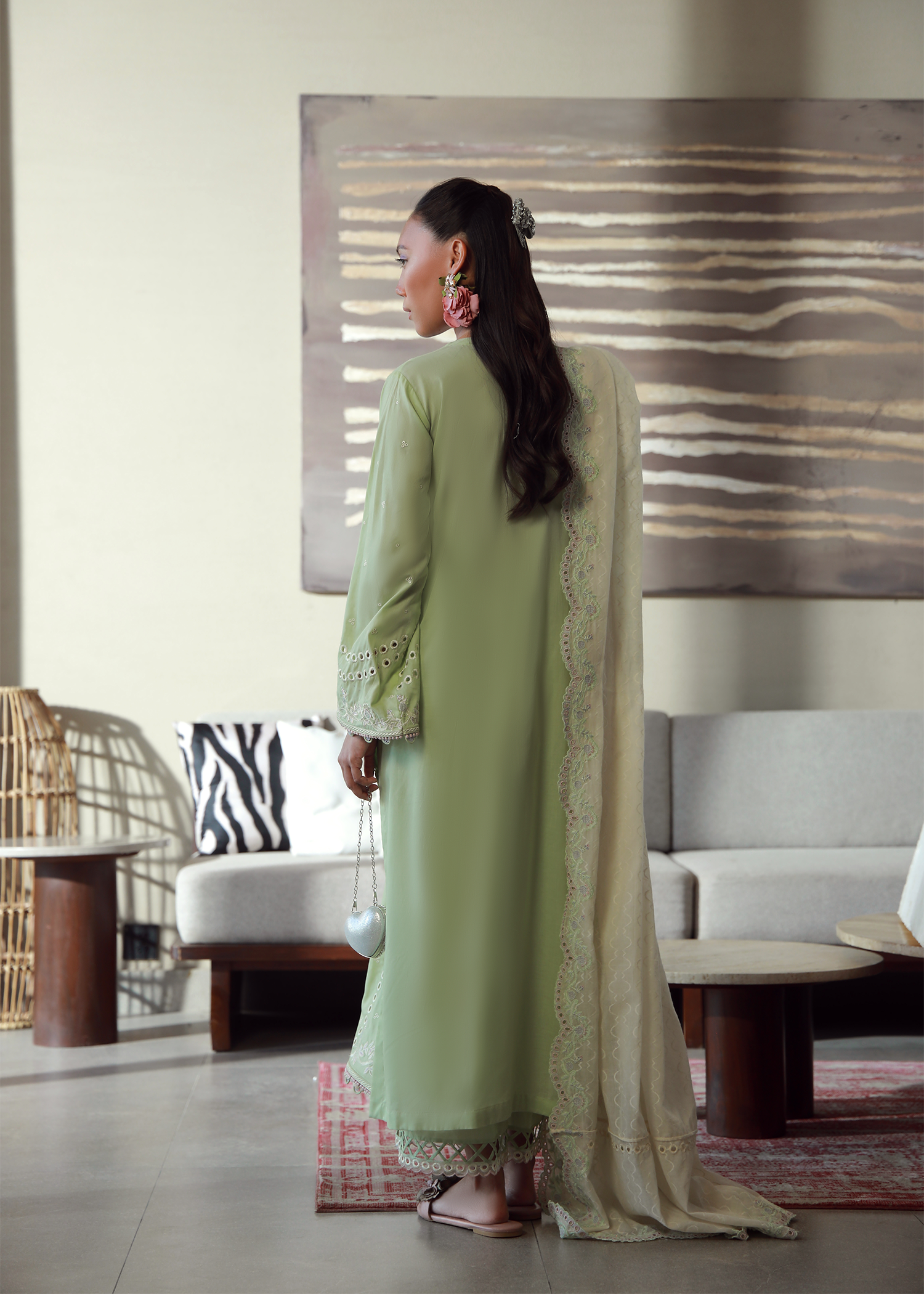 Mint Green Luxury Embroidered Suit