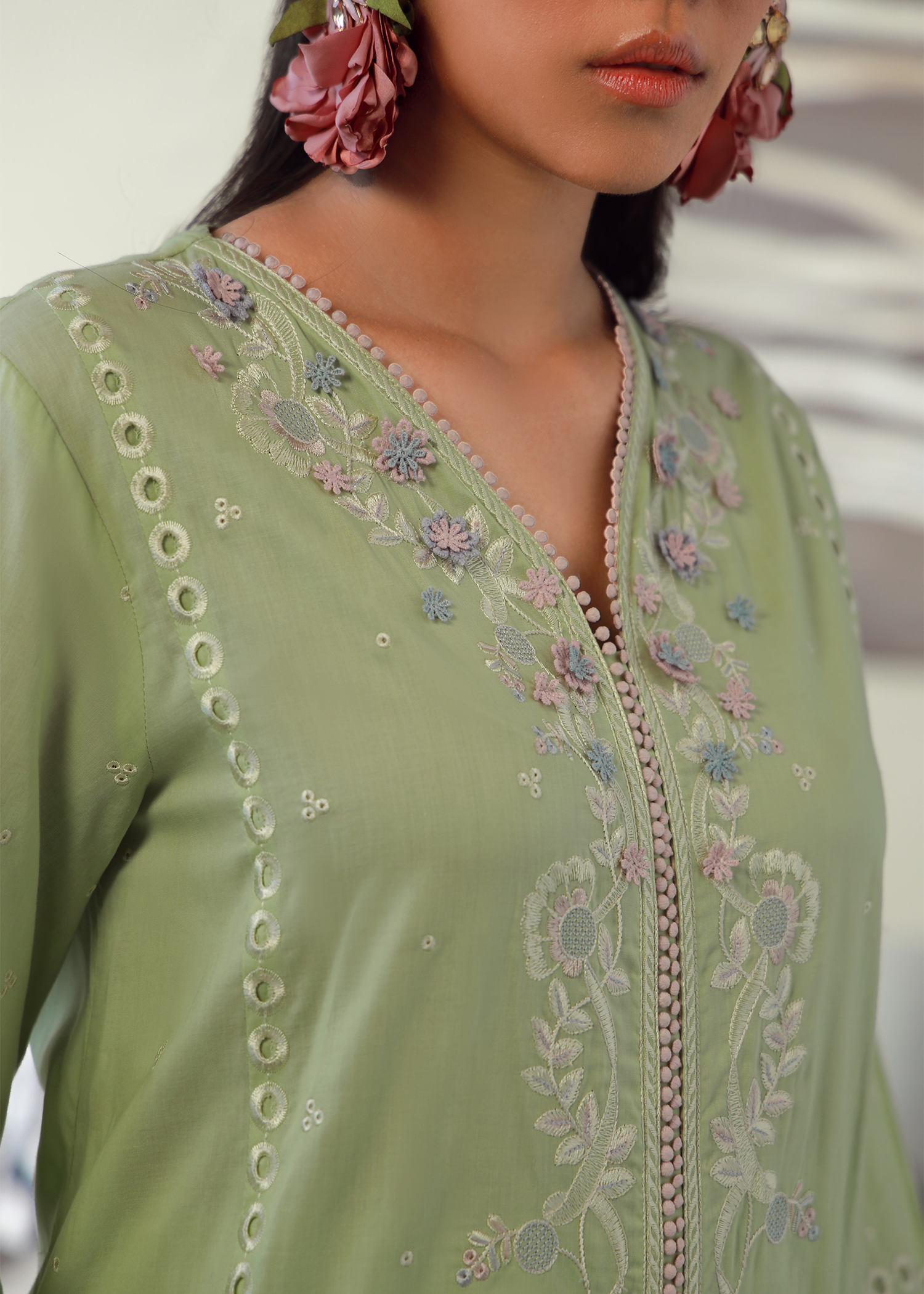 Mint Green Luxury Embroidered Suit