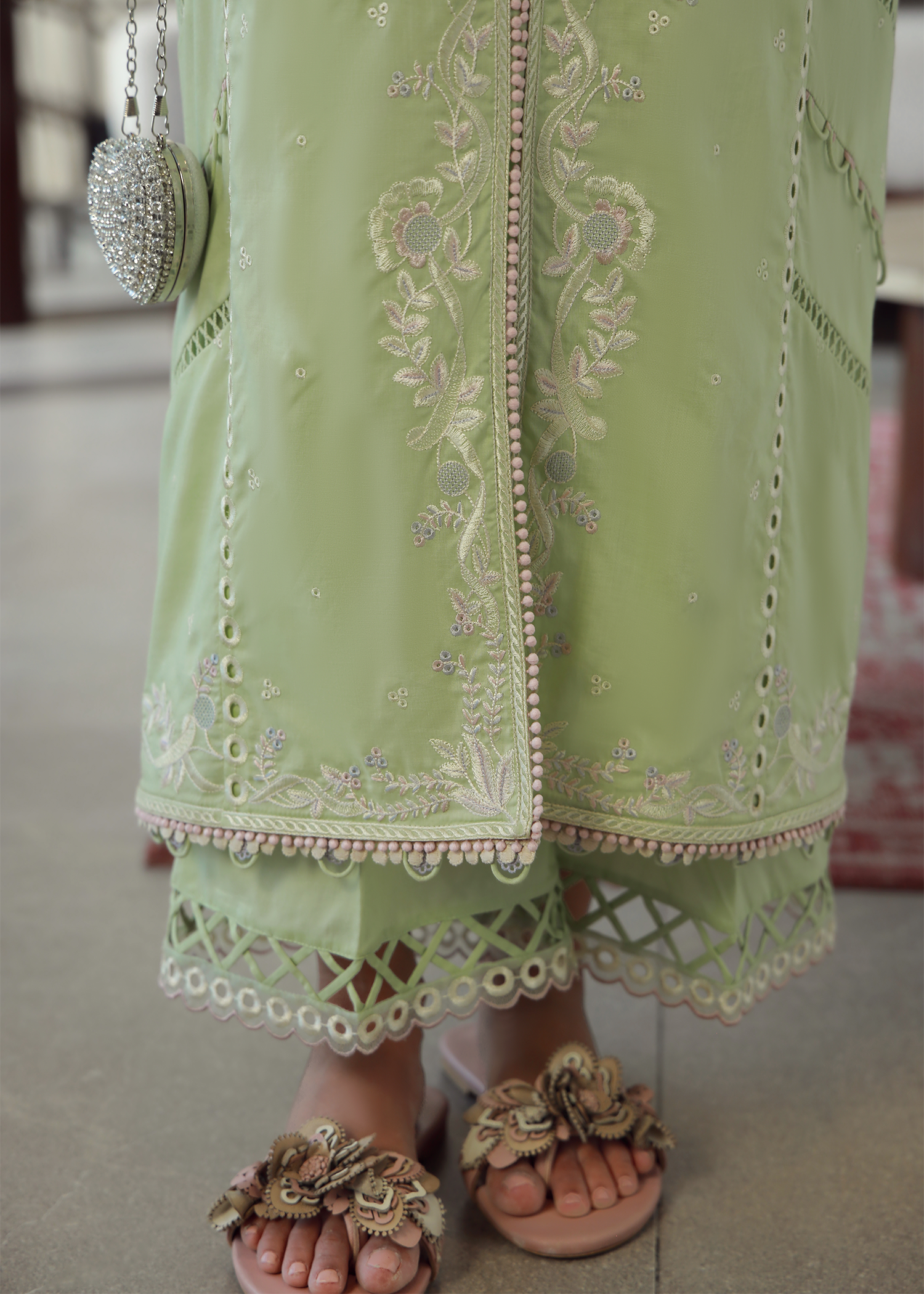 Mint Green Luxury Embroidered Suit