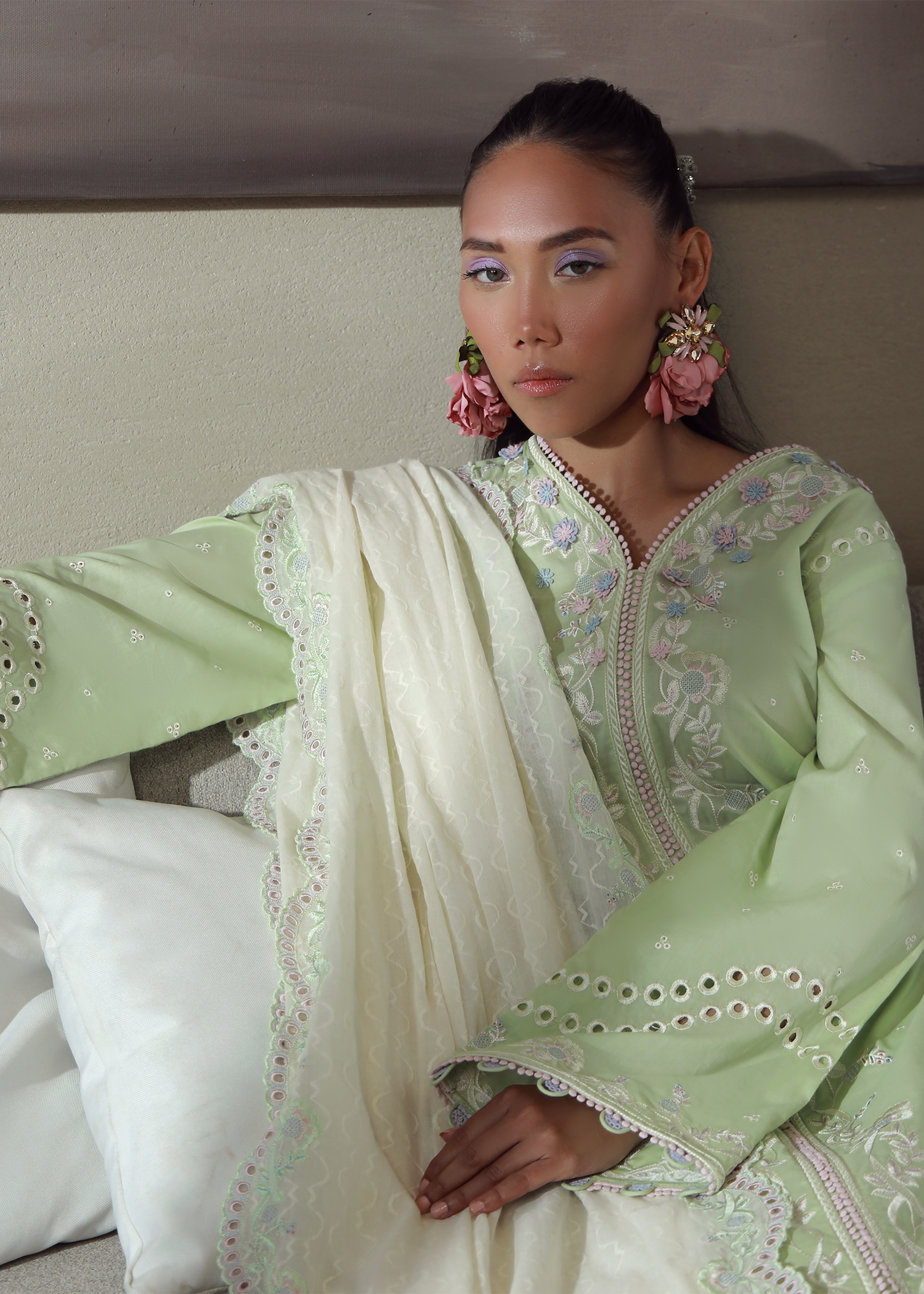 Mint Green Luxury Embroidered Suit