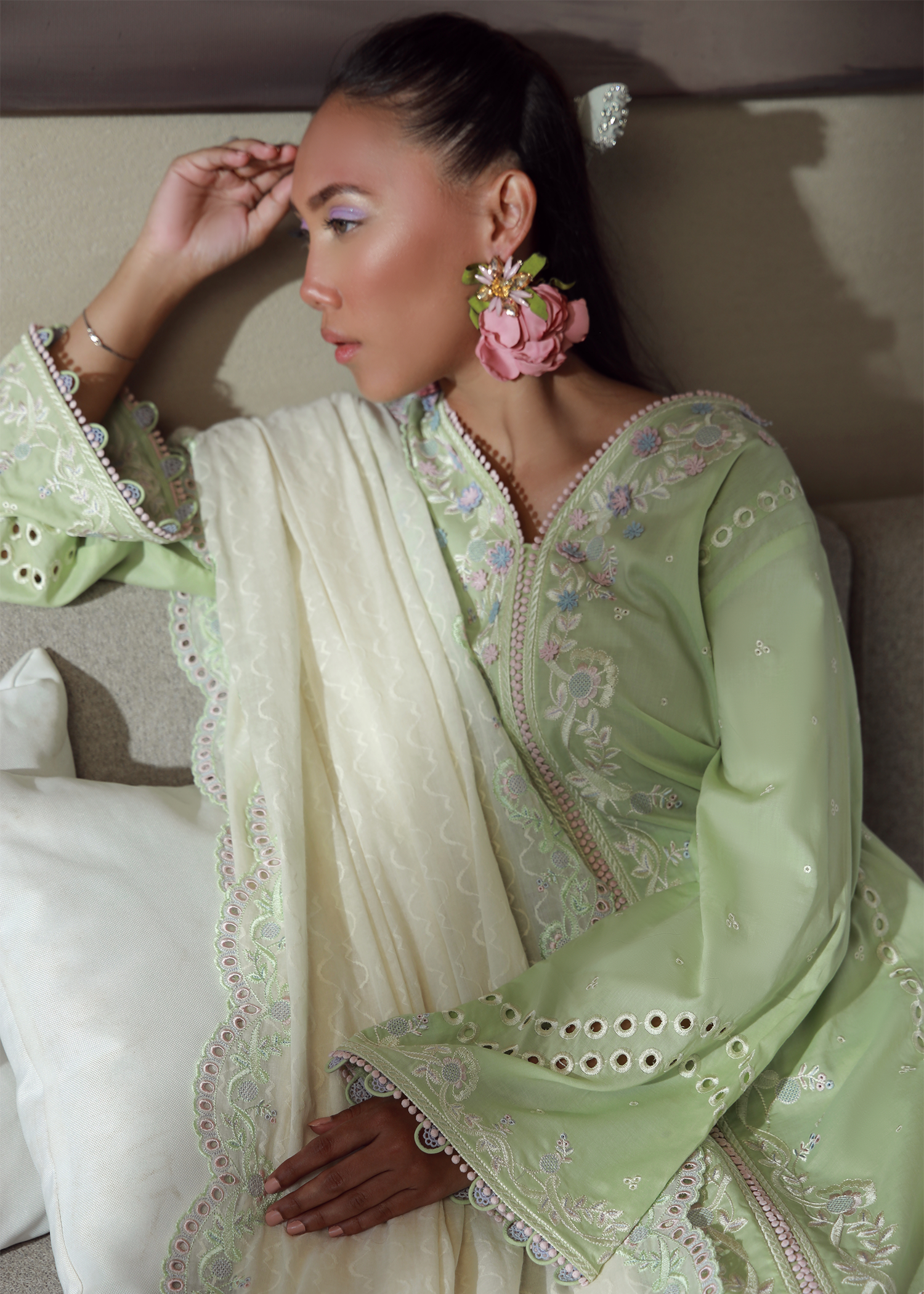 Mint Green Luxury Embroidered Suit