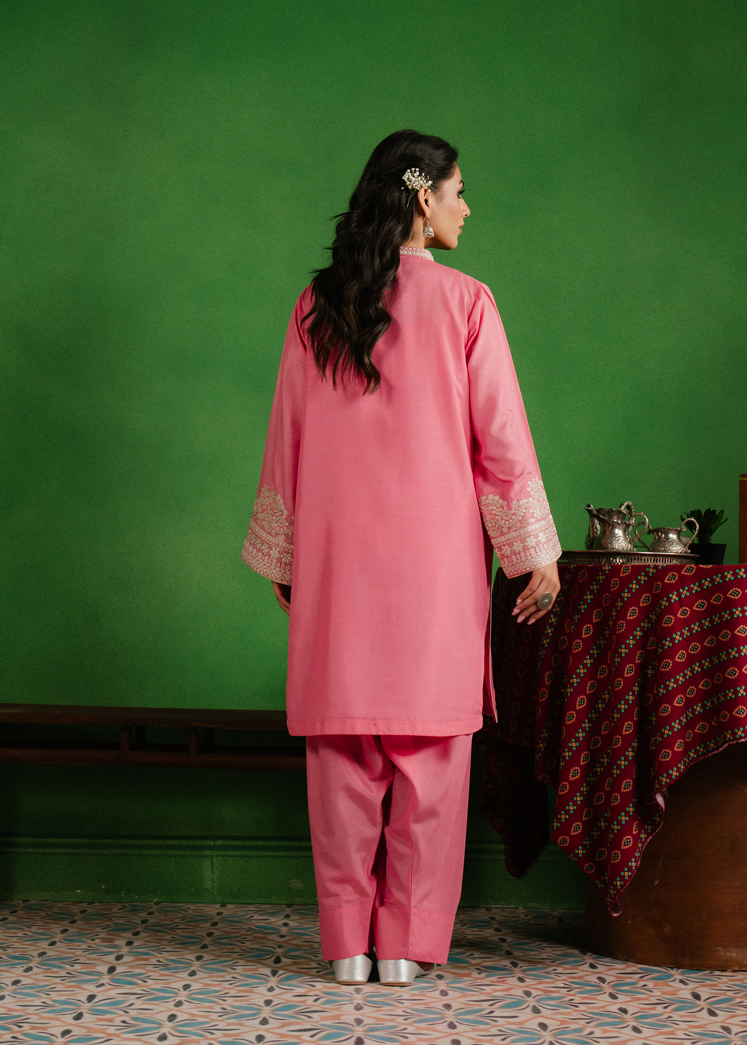 Flamingo pink Georgette Suit