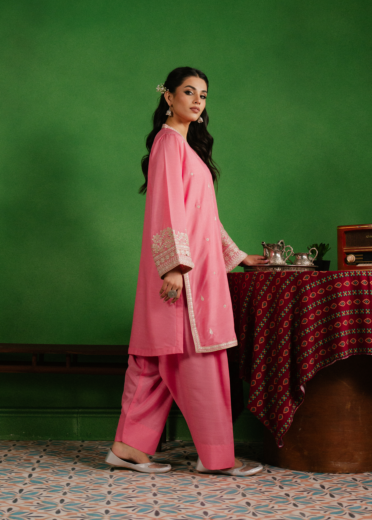 Flamingo pink Georgette Suit