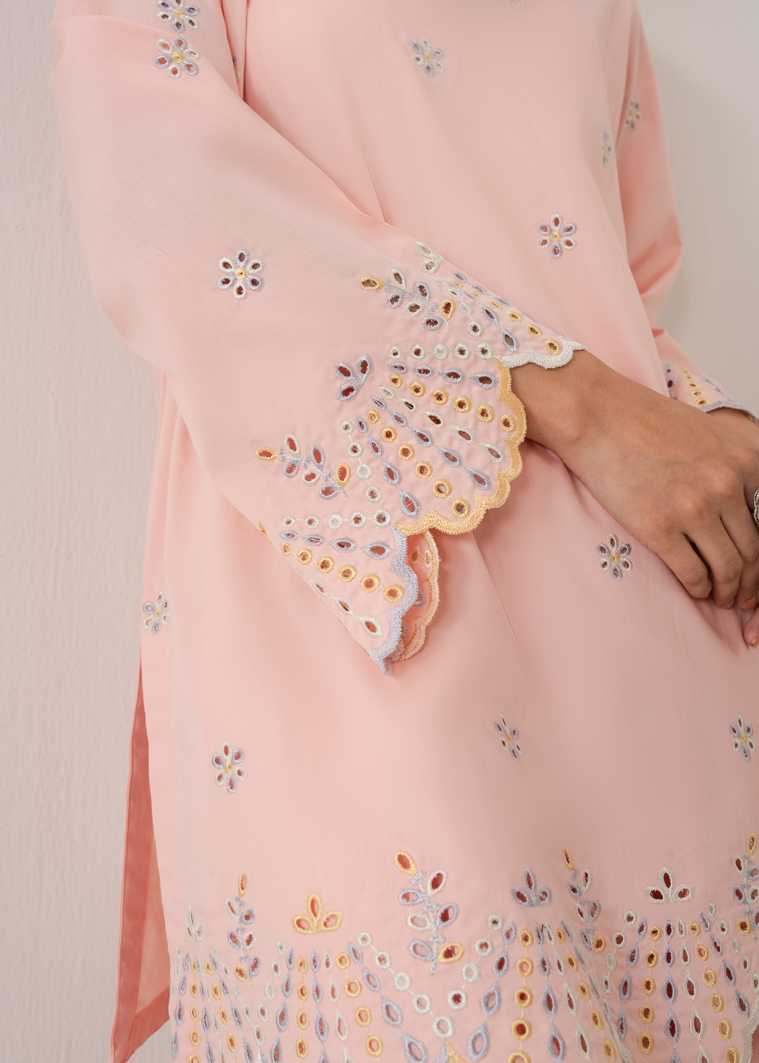 Peach Embroidered Farshi Shalwar Set
