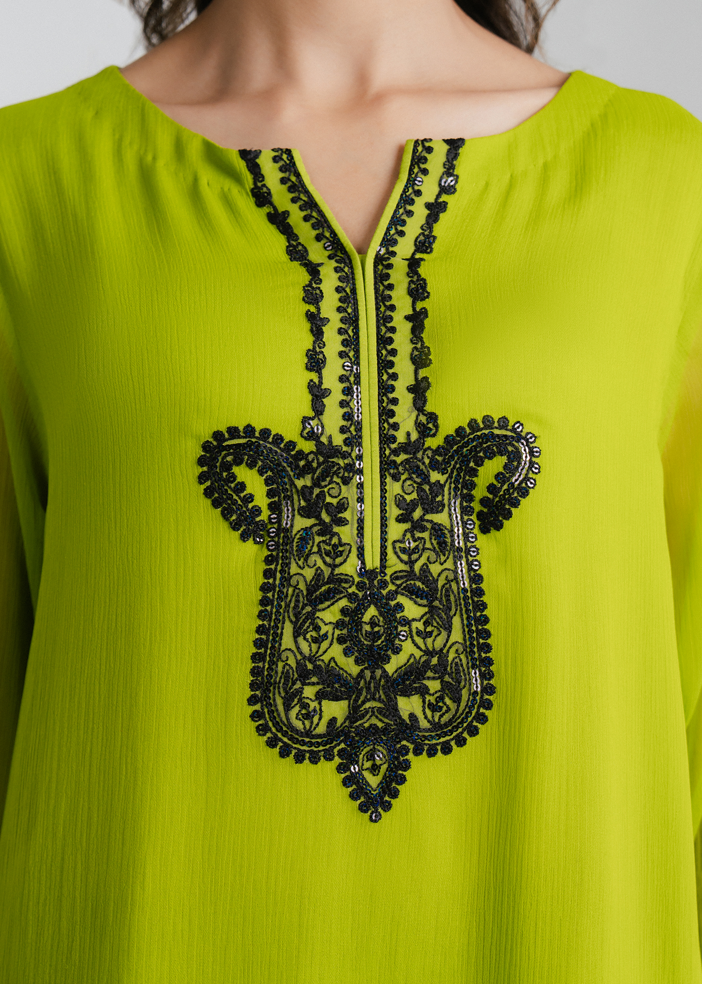 Chiffon Embroidered Suit