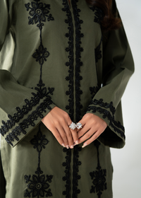Olive Green Embroidered Co-ord set