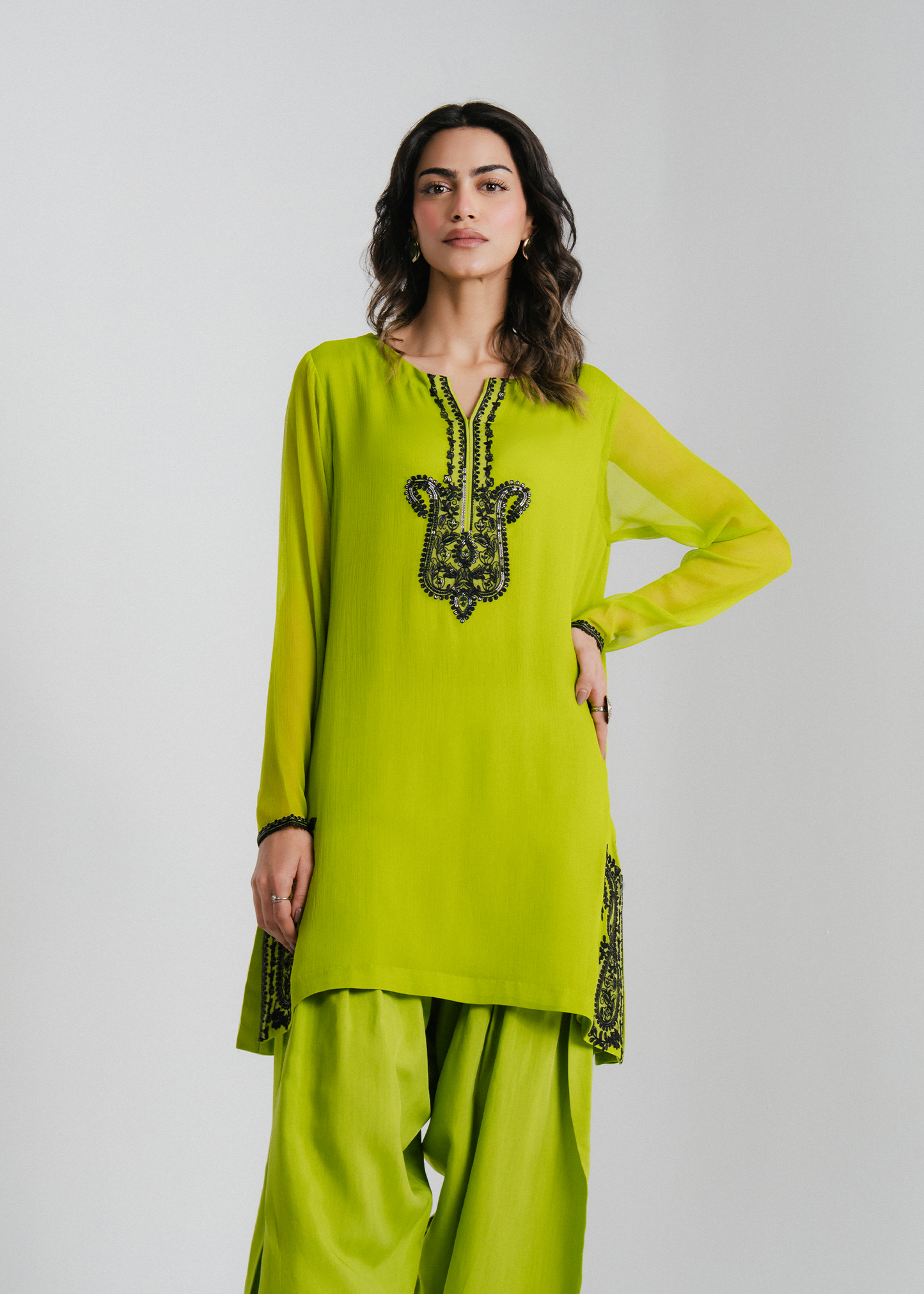 Chiffon Embroidered Suit