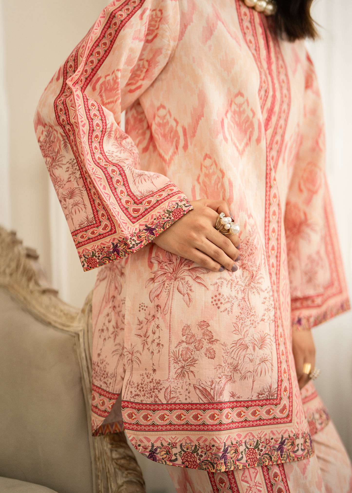 Salmon Pink Printed Co-ord