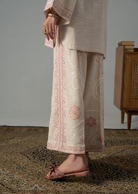 Embroidered Beige Khaddar Suit - Short