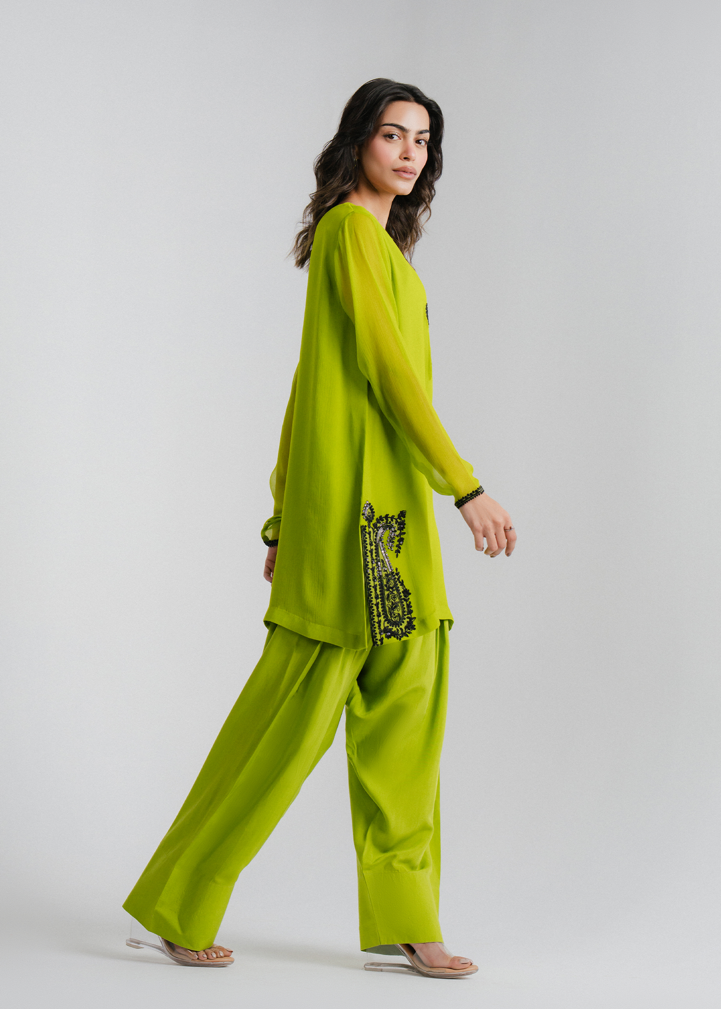 Chiffon Embroidered Suit