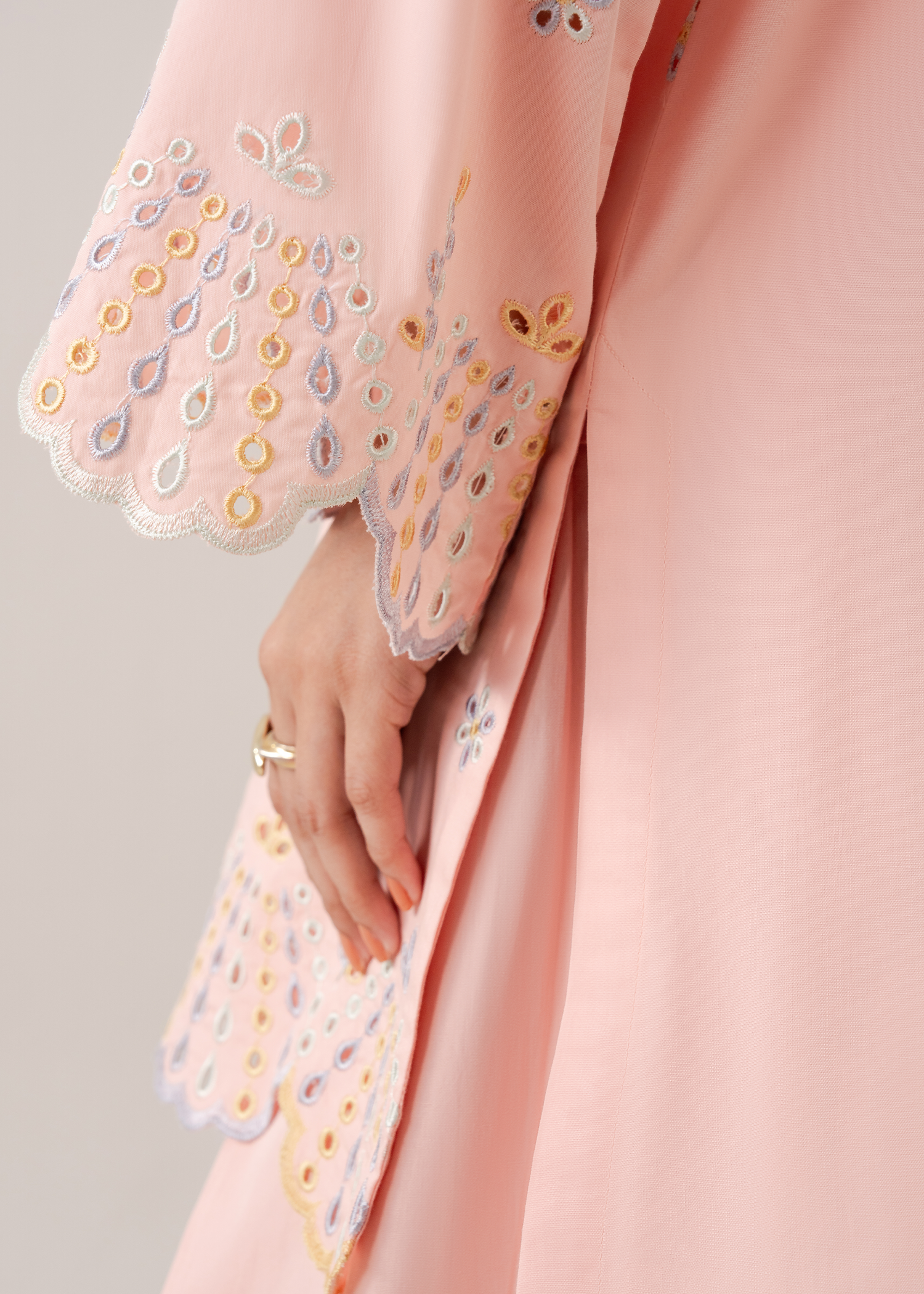 Peach Embroidered Farshi Shalwar Set