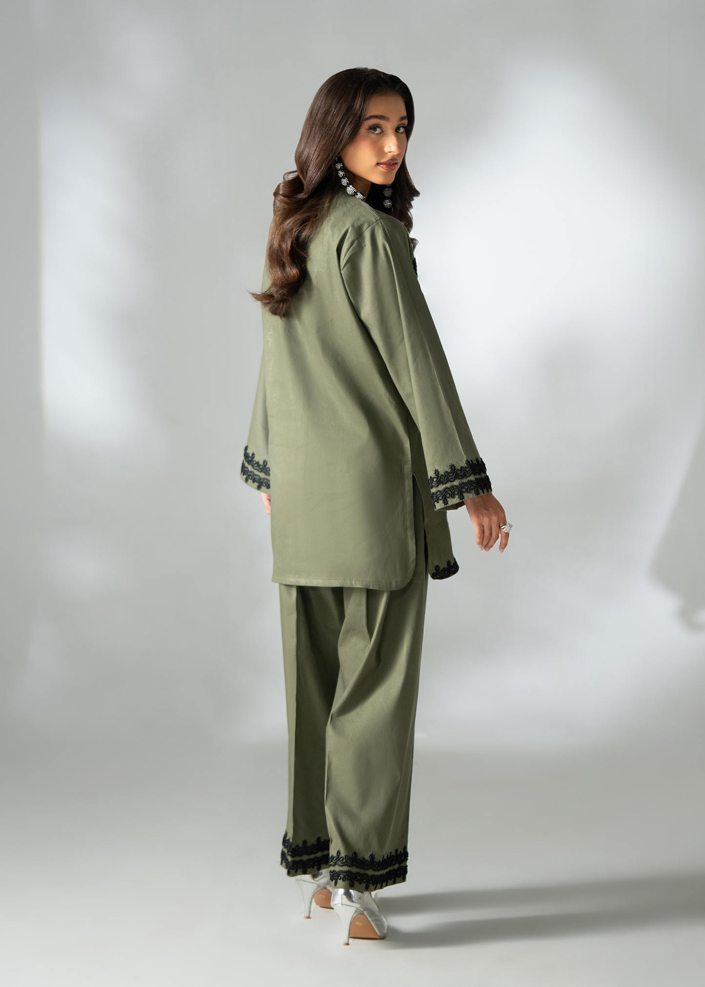 Olive Green Embroidered Co-ord set